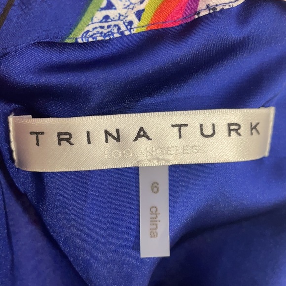 TRINA TURK graphic print dress fully lined royal blue sz 6 - Picture 13 of 13